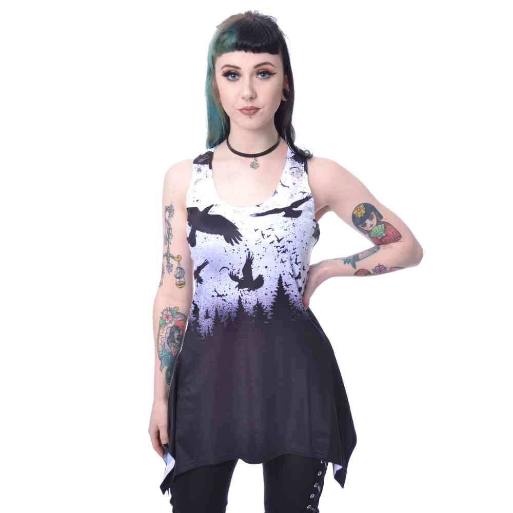 Vixxsin - CROW NIGHT LACE PANEL Ärmelloses Top - Schwarz/Weiß